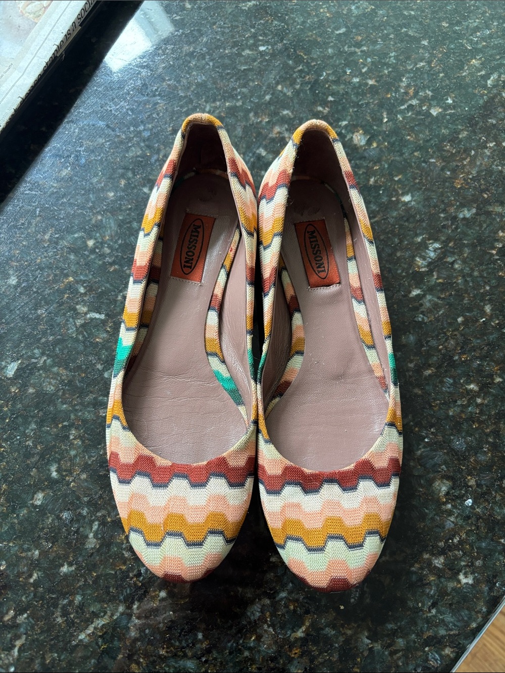 Missoni Multicolor Chevron Knit Ballet Flats - Rust, Cream & Teal